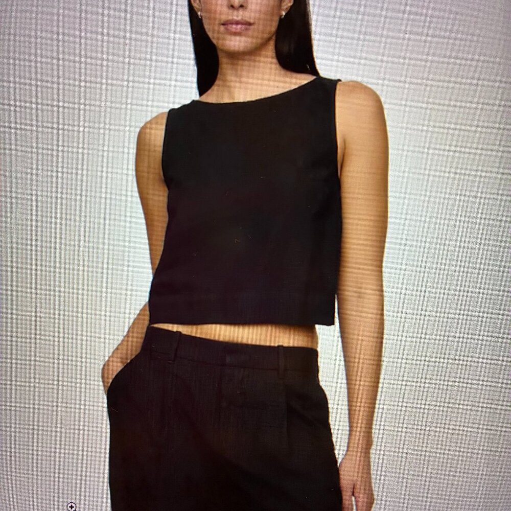 Gap Linen Blend Crop Shell Tank Top - Large